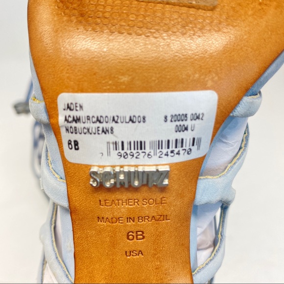 Schutz Jaden Baby Blue Cage Sandal Block Heels Size 6 - Picture 6 of 8
